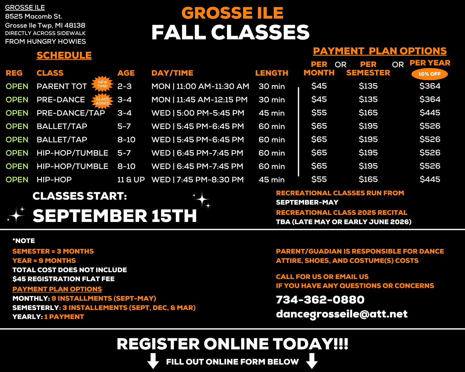 Gross Ile Fall Classes August 2025 Latest